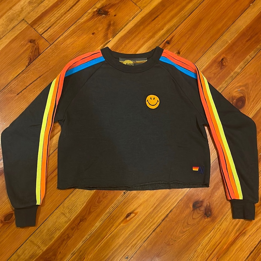 Aviator Nation Cropped Crew Smiley Sz.XS